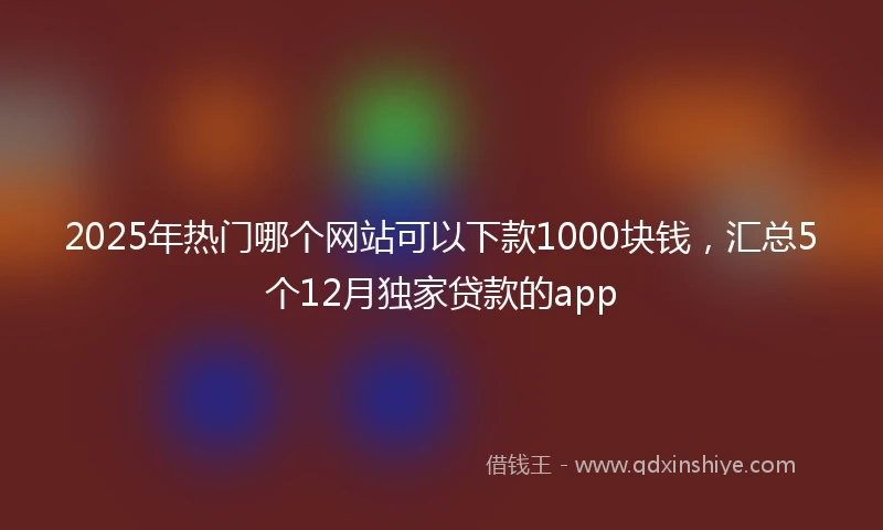 2025年热门哪个网站可以下款1000块钱，汇总5个12月独家贷款的app