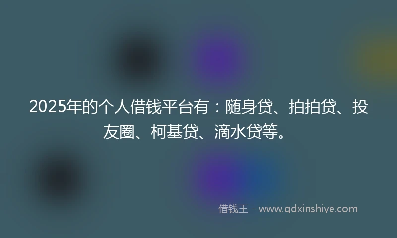 2025年的个人借钱平台有:随身贷、拍拍贷、投友圈、柯基贷、滴水贷等。
