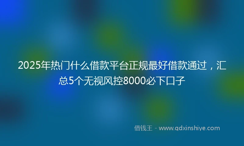 2025年热门什么借款平台正规最好借款通过，汇总5个无视风控8000必下口子