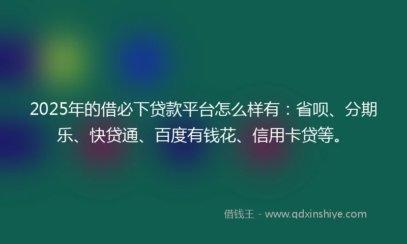 2025年的借必下贷款平台怎么样有：省呗、分期乐、快贷通、百度有钱花、信用卡贷等。