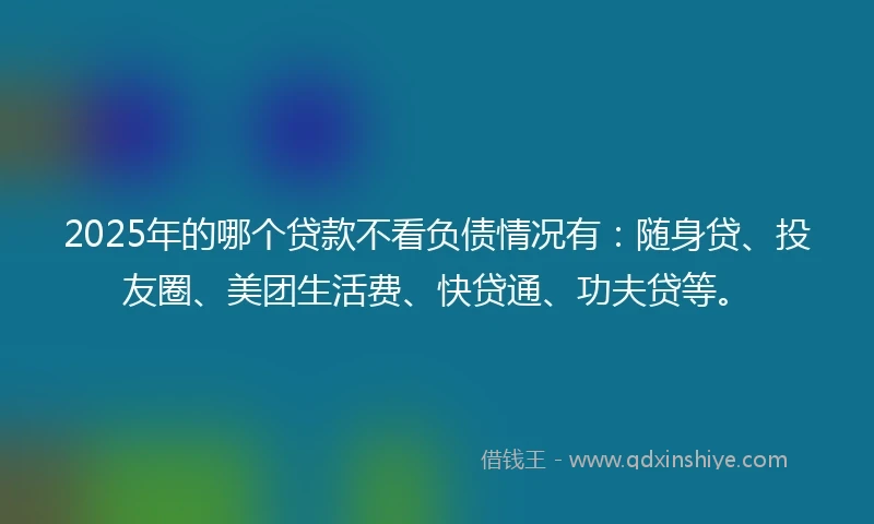 2025年的哪个贷款不看负债情况有：随身贷、投友圈、美团生活费、快贷通、功夫贷等。