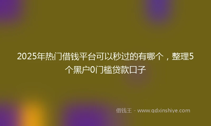 2025年热门借钱平台可以秒过的有哪个，整理5个黑户0门槛贷款口子