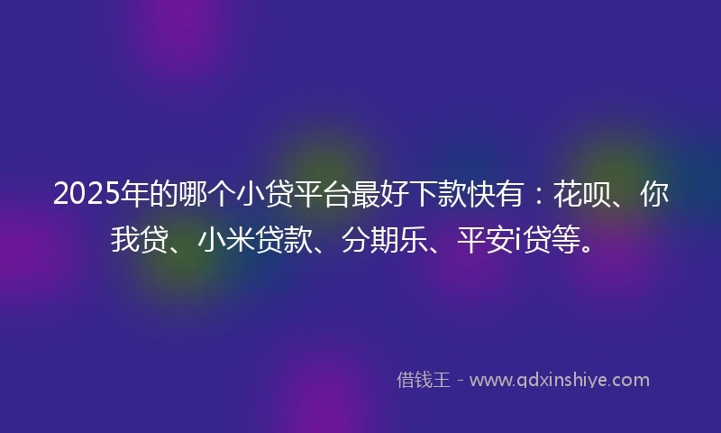 2025年的哪个小贷平台最好下款快有：花呗、你我贷、小米贷款、分期乐、平安i贷等。