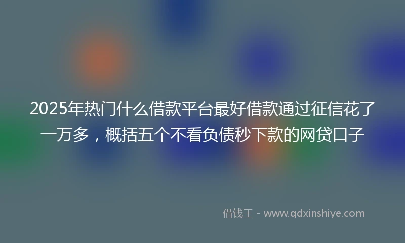 2025年热门什么借款平台最好借款通过征信花了一万多，概括五个不看负债秒下款的网贷口子