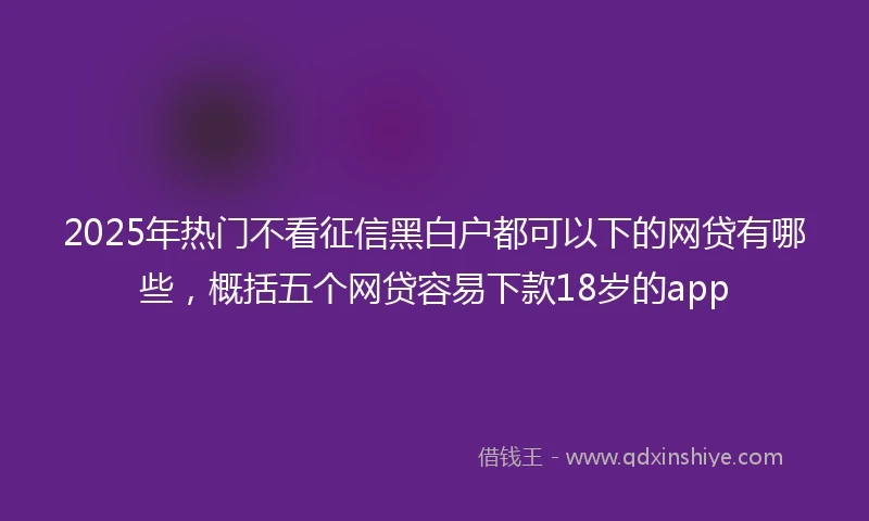 2025年热门不看征信黑白户都可以下的网贷有哪些,概括五个网贷容易下款18岁的app