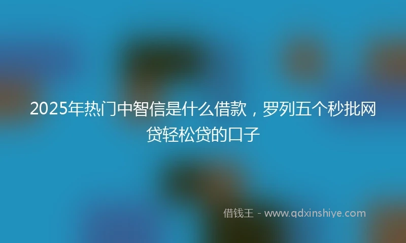 2025年热门中智信是什么借款，罗列五个秒批网贷轻松贷的口子