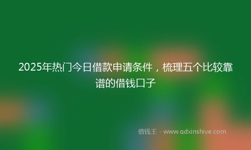 2025年热门今日借款申请条件，梳理五个比较靠谱的借钱口子