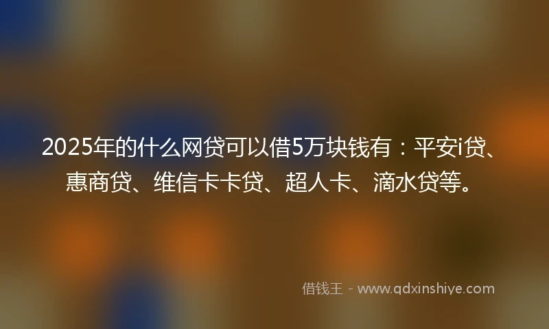 2025年的什么网贷可以借5万块钱有：平安i贷、惠商贷、维信卡卡贷、超人卡、滴水贷等。
