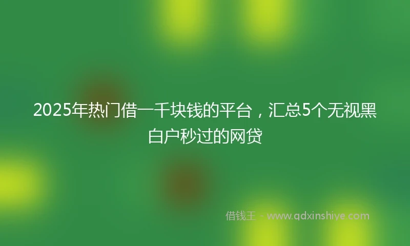 2025年热门借一千块钱的平台,汇总5个无视黑白户秒过的网贷