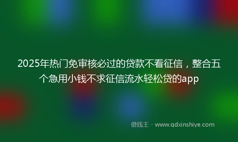 2025年热门免审核必过的贷款不看征信，整合五个急用小钱不求征信流水轻松贷的app