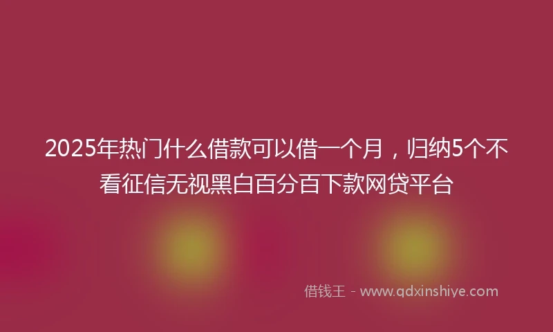 2025年热门什么借款可以借一个月，归纳5个不看征信无视黑白百分百下款网贷平台