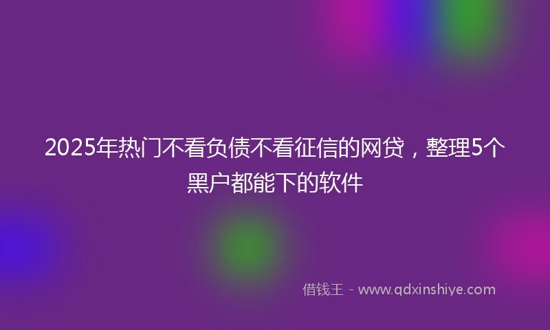 2025年热门不看负债不看征信的网贷，整理5个黑户都能下的软件