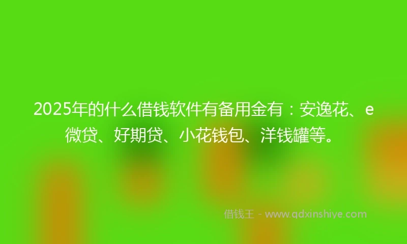 2025年的什么借钱软件有备用金有：安逸花、e微贷、好期贷、小花钱包、洋钱罐等。