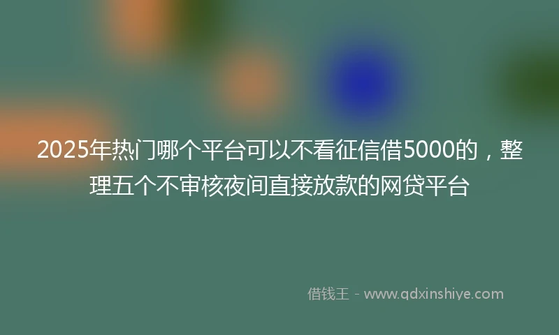 2025年热门哪个平台可以不看征信借5000的，整理五个不审核夜间直接放款的网贷平台