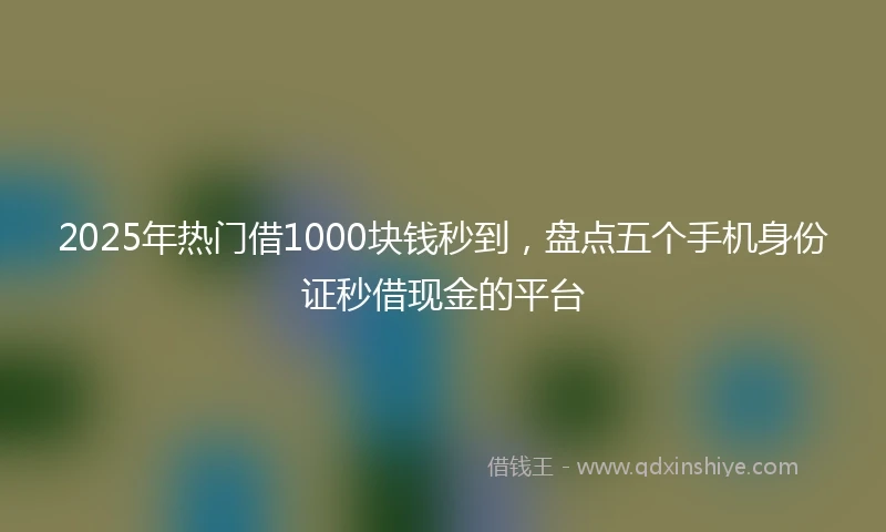 2025年热门借1000块钱秒到，盘点五个手机身份证秒借现金的平台