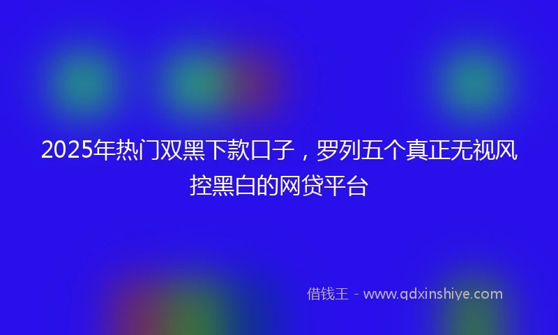 2025年热门双黑下款口子，罗列五个真正无视风控黑白的网贷平台