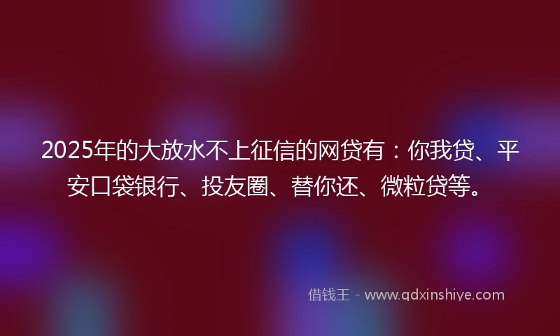 2025年的大放水不上征信的网贷有：你我贷、平安口袋银行、投友圈、替你还、微粒贷等。