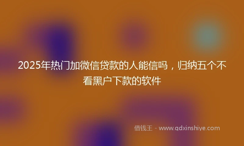 2025年热门加微信贷款的人能信吗，归纳五个不看黑户下款的软件
