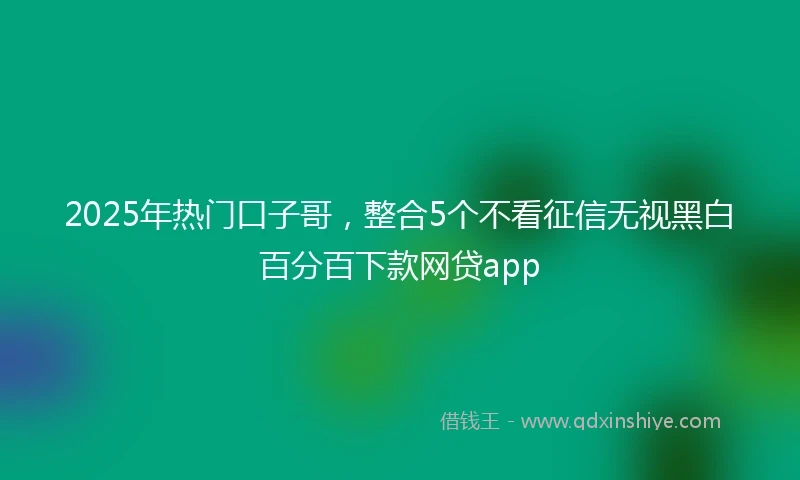 2025年热门口子哥，整合5个不看征信无视黑白百分百下款网贷app