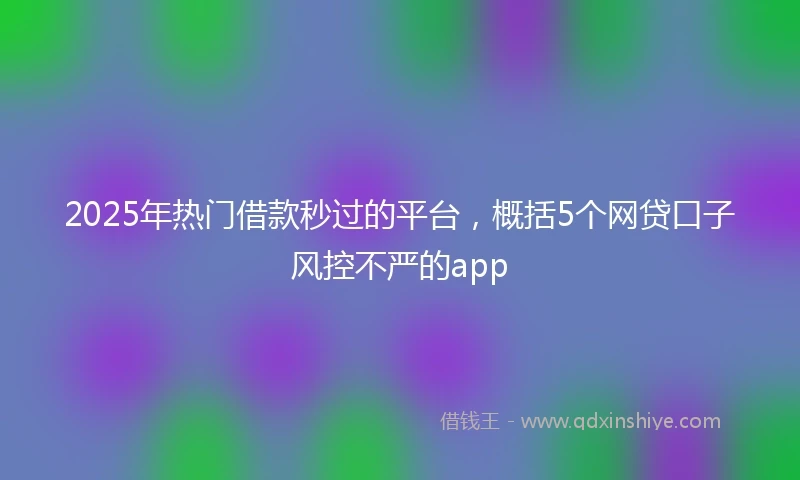 2025年热门借款秒过的平台,概括5个网贷口子风控不严的app