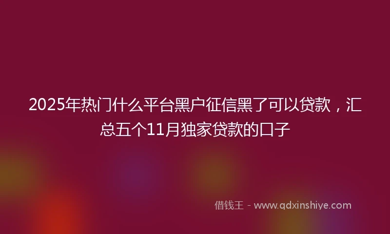 2025年热门什么平台黑户征信黑了可以贷款，汇总五个11月独家贷款的口子