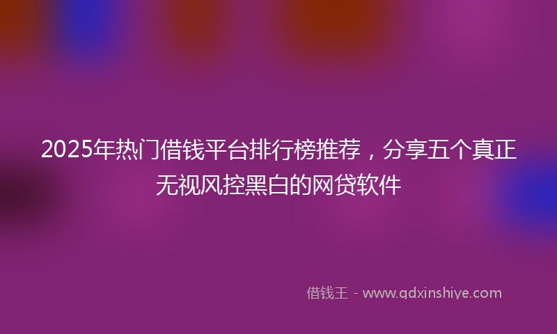2025年热门借钱平台排行榜推荐，分享五个真正无视风控黑白的网贷软件