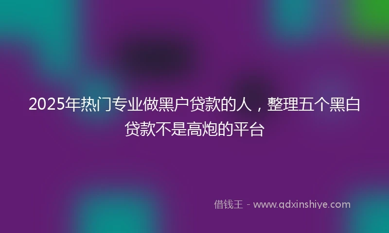 2025年热门专业做黑户贷款的人,整理五个黑白贷款不是高炮的平台