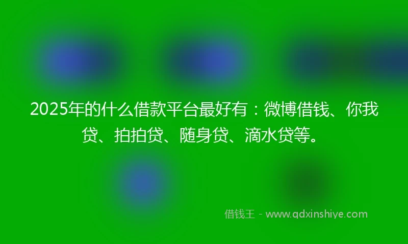 2025年的什么借款平台最好有：微博借钱、你我贷、拍拍贷、随身贷、滴水贷等。