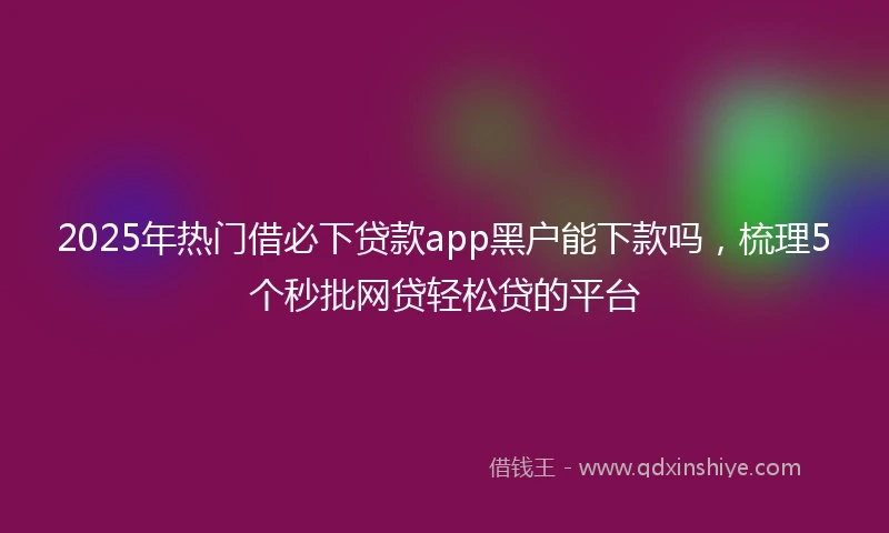 2025年热门借必下贷款app黑户能下款吗，梳理5个秒批网贷轻松贷的平台