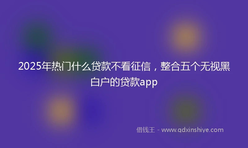 2025年热门什么贷款不看征信，整合五个无视黑白户的贷款app