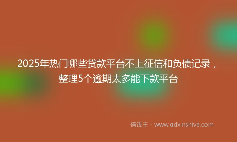 2025年热门哪些贷款平台不上征信和负债记录，整理5个逾期太多能下款平台