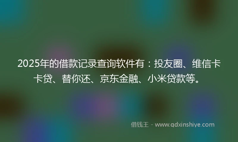 2025年的借款记录查询软件有：投友圈、维信卡卡贷、替你还、京东金融、小米贷款等。