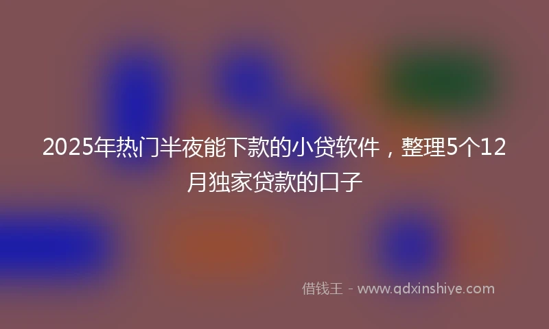 2025年热门半夜能下款的小贷软件，整理5个12月独家贷款的口子
