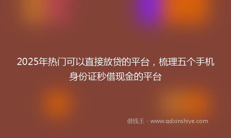 2025年热门可以直接放贷的平台，梳理五个手机身份证秒借现金的平台