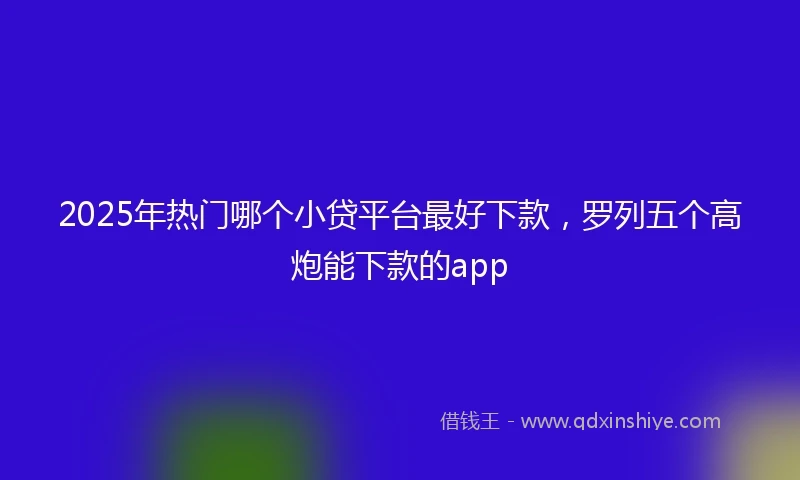 2025年热门哪个小贷平台最好下款，罗列五个高炮能下款的app
