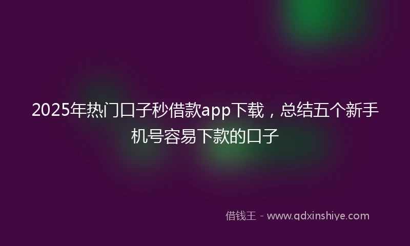 2025年热门口子秒借款app下载，总结五个新手机号容易下款的口子