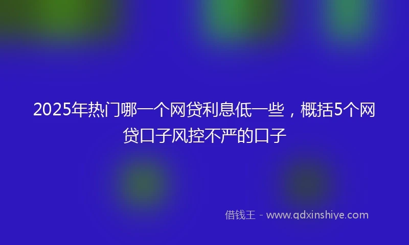 2025年热门哪一个网贷利息低一些，概括5个网贷口子风控不严的口子