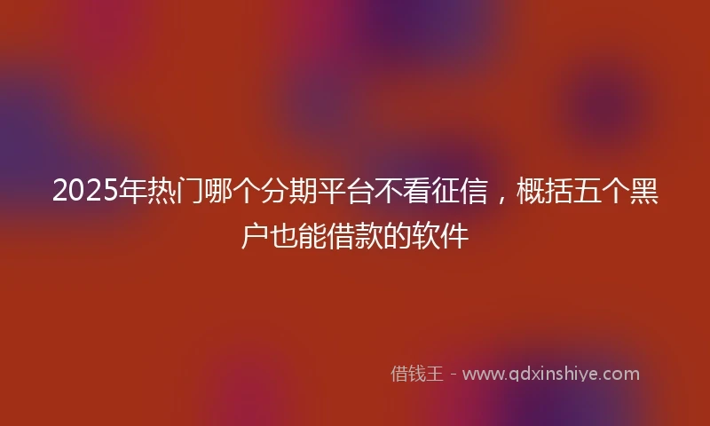 2025年热门哪个分期平台不看征信，概括五个黑户也能借款的软件