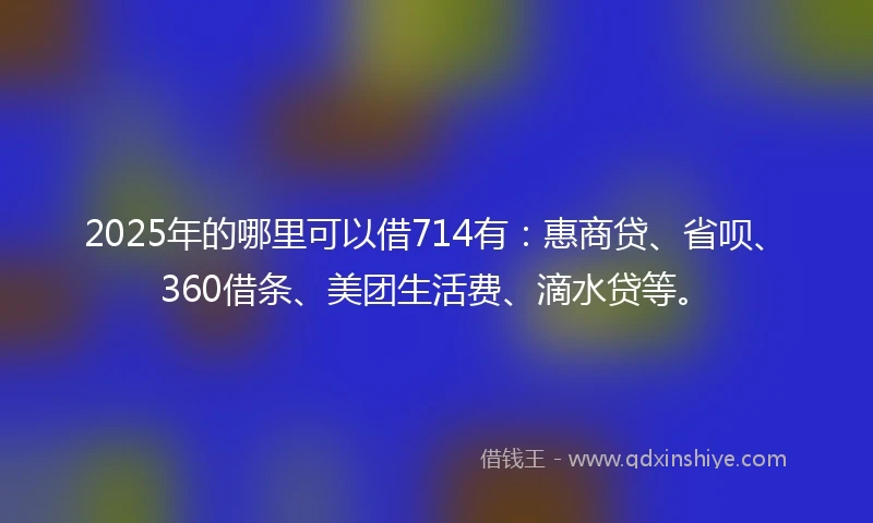 2025年的哪里可以借714有:惠商贷、省呗、360借条、美团生活费、滴水贷等。