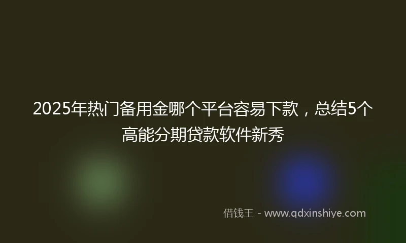 2025年热门备用金哪个平台容易下款，总结5个高能分期贷款软件新秀