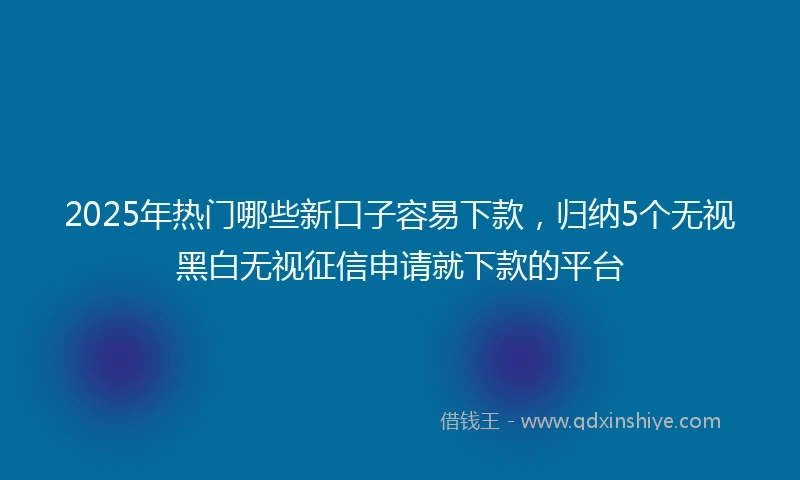 2025年热门哪些新口子容易下款，归纳5个无视黑白无视征信申请就下款的平台