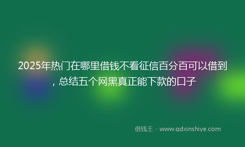 2025年热门在哪里借钱不看征信百分百可以借到,总结五个网黑真正能下款的口子
