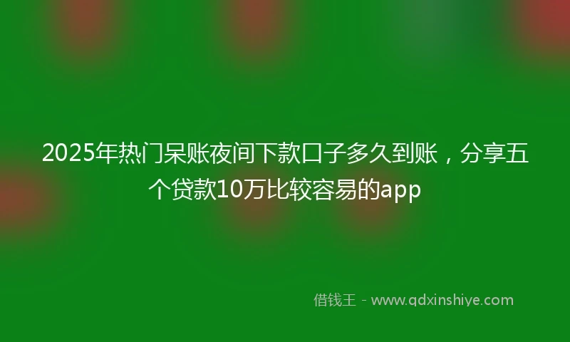 2025年热门呆账夜间下款口子多久到账，分享五个贷款10万比较容易的app