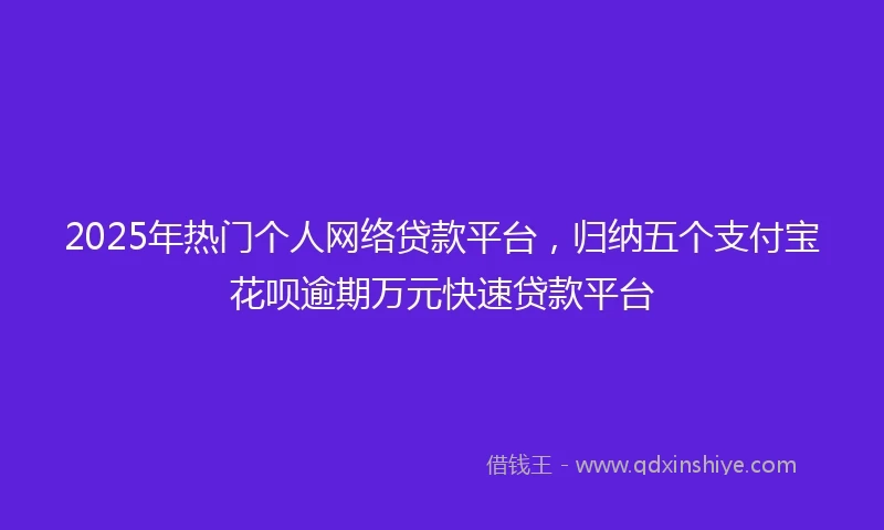2025年热门个人网络贷款平台，归纳五个支付宝花呗逾期万元快速贷款平台