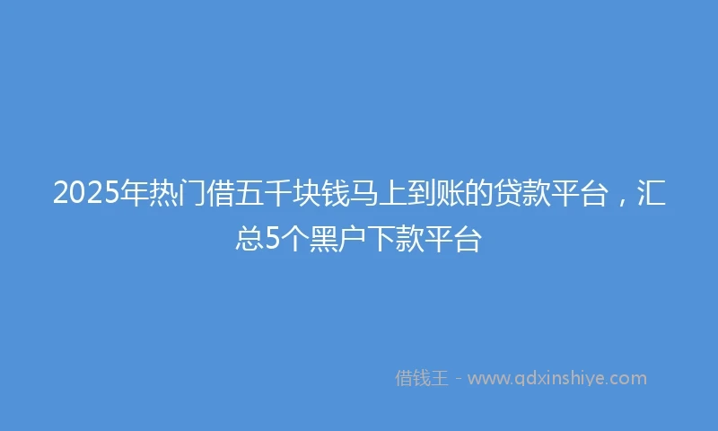 2025年热门借五千块钱马上到账的贷款平台，汇总5个黑户下款平台
