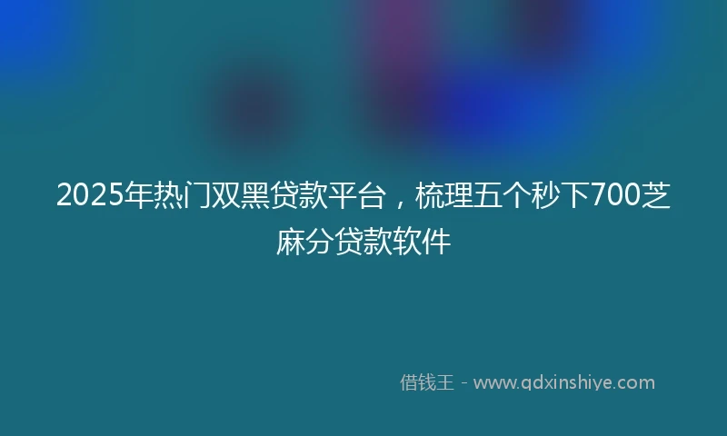 2025年热门双黑贷款平台，梳理五个秒下700芝麻分贷款软件