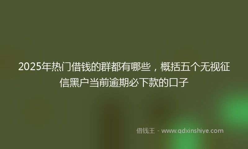 2025年热门借钱的群都有哪些，概括五个无视征信黑户当前逾期必下款的口子