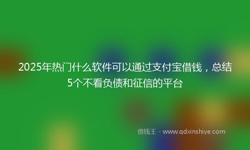 2025年热门什么软件可以通过支付宝借钱，总结5个不看负债和征信的平台