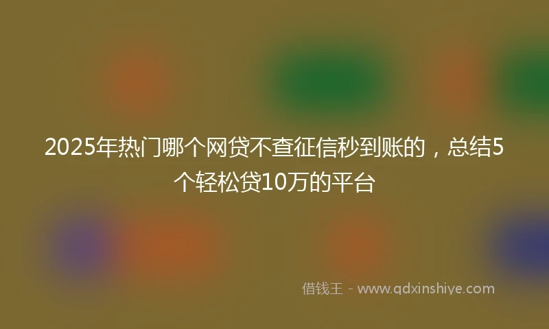2025年热门哪个网贷不查征信秒到账的，总结5个轻松贷10万的平台
