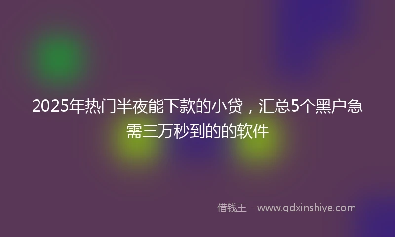 2025年热门半夜能下款的小贷，汇总5个黑户急需三万秒到的的软件